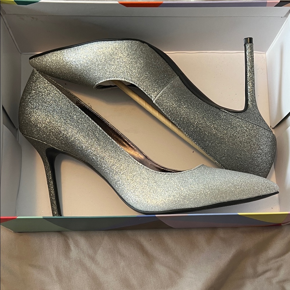 Elegant Silver Sparkle High Heels
